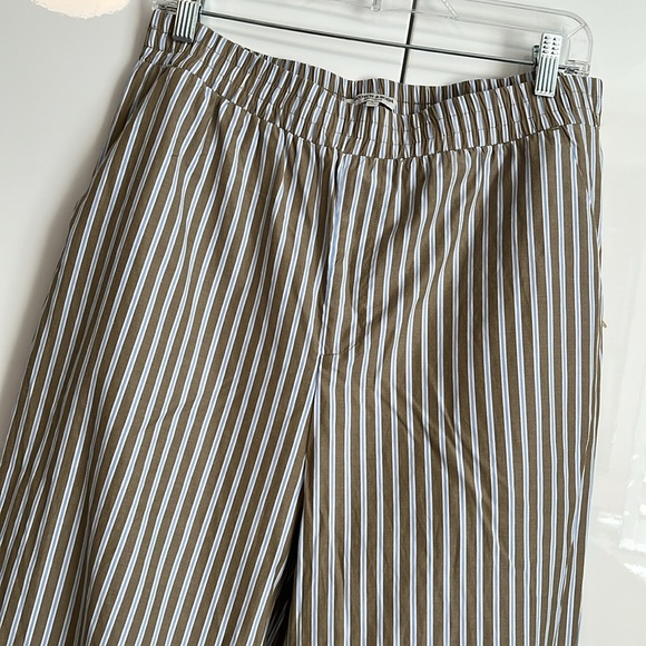 SCOTCH & SODA NWT Olive Green Striped Wide Leg Pants Slant Pocket, Size L - Picture 4 of 10